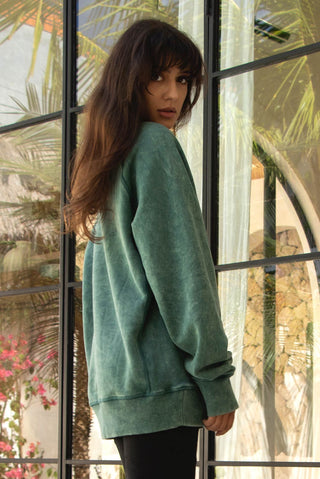 green oversized unisex crewneck sweater