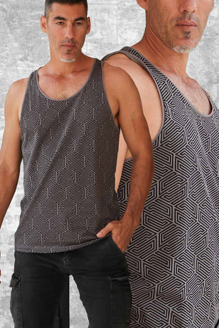 gray printed men tank