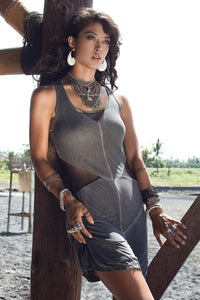 black pigment dress alternative fashion triangle festival clothing independent fashion designer offrandes