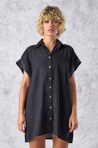 DAWN Dress - Black Linen OFFRANDES DAWN Dress - Black Linen OFFRANDES