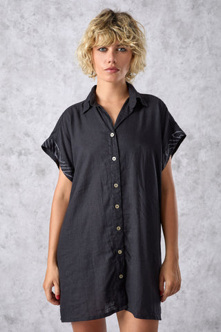 DAWN Dress - Black Linen