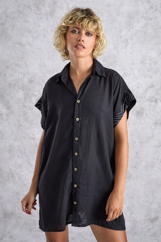 DAWN Dress - Black Linen