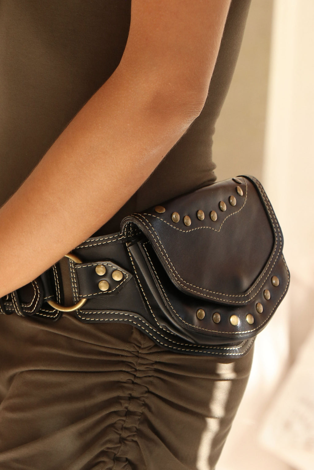 leather hip belt black