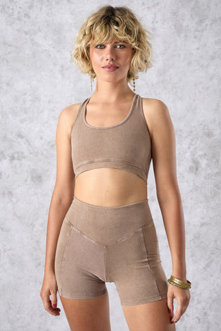 STASH SHORTS - [Brown Stonewash]