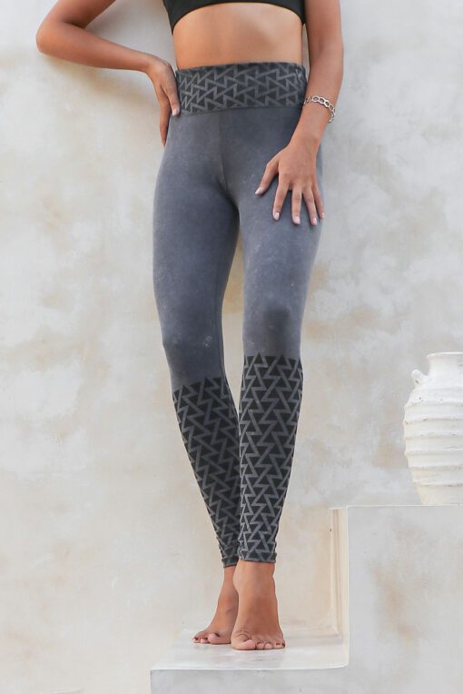 gray printed cotton leggings